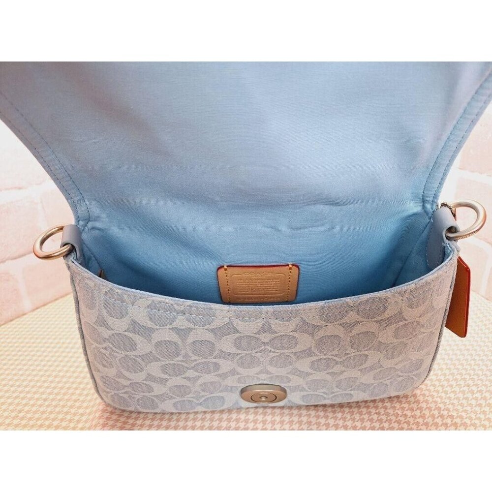 Coach CJ854 Soft Tabby Shoulder Bag Signature Denim Women's Handbag Blue Outlet - Picture 10 of 13